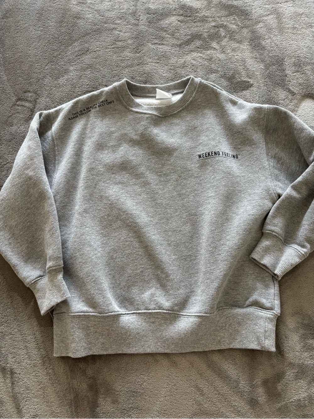 Zara Boys Grey 'Weekend Feeling' Crewneck Sweatshirt - Size 8
